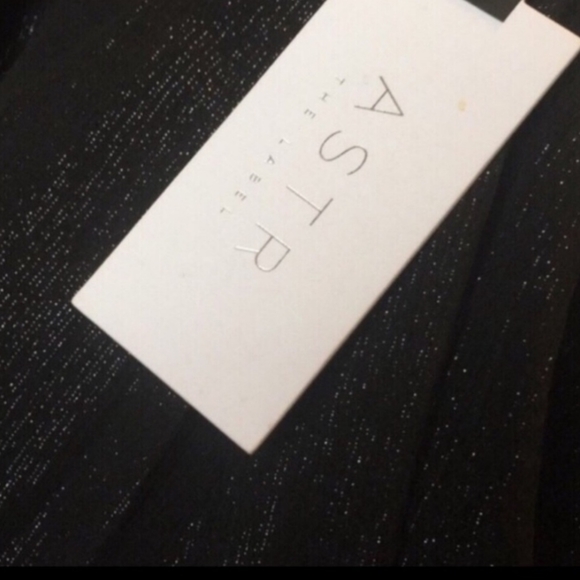 ASTR Black Arielle full length asymmetrical dress shimmer M NWT - Picture 7 of 9